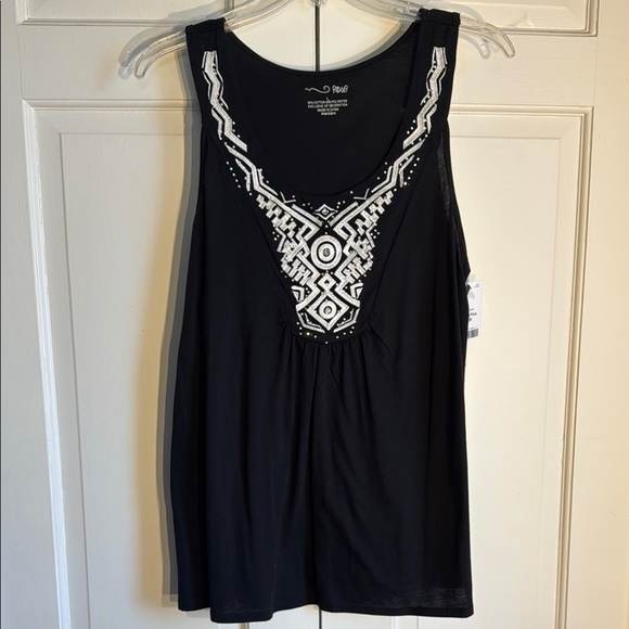 RXB Black and White Embroidered Tank Top - Picture 1 of 6